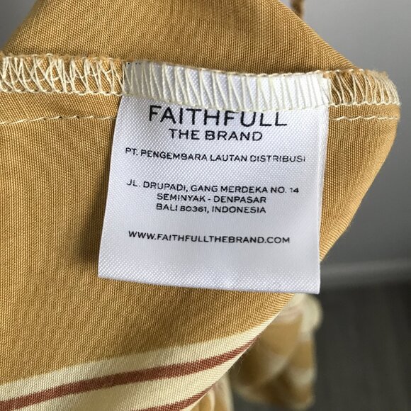 Faithfull The Brand Tuscany Dress Yellow Stripe Midi Womens 2 - Picture 7 of 11